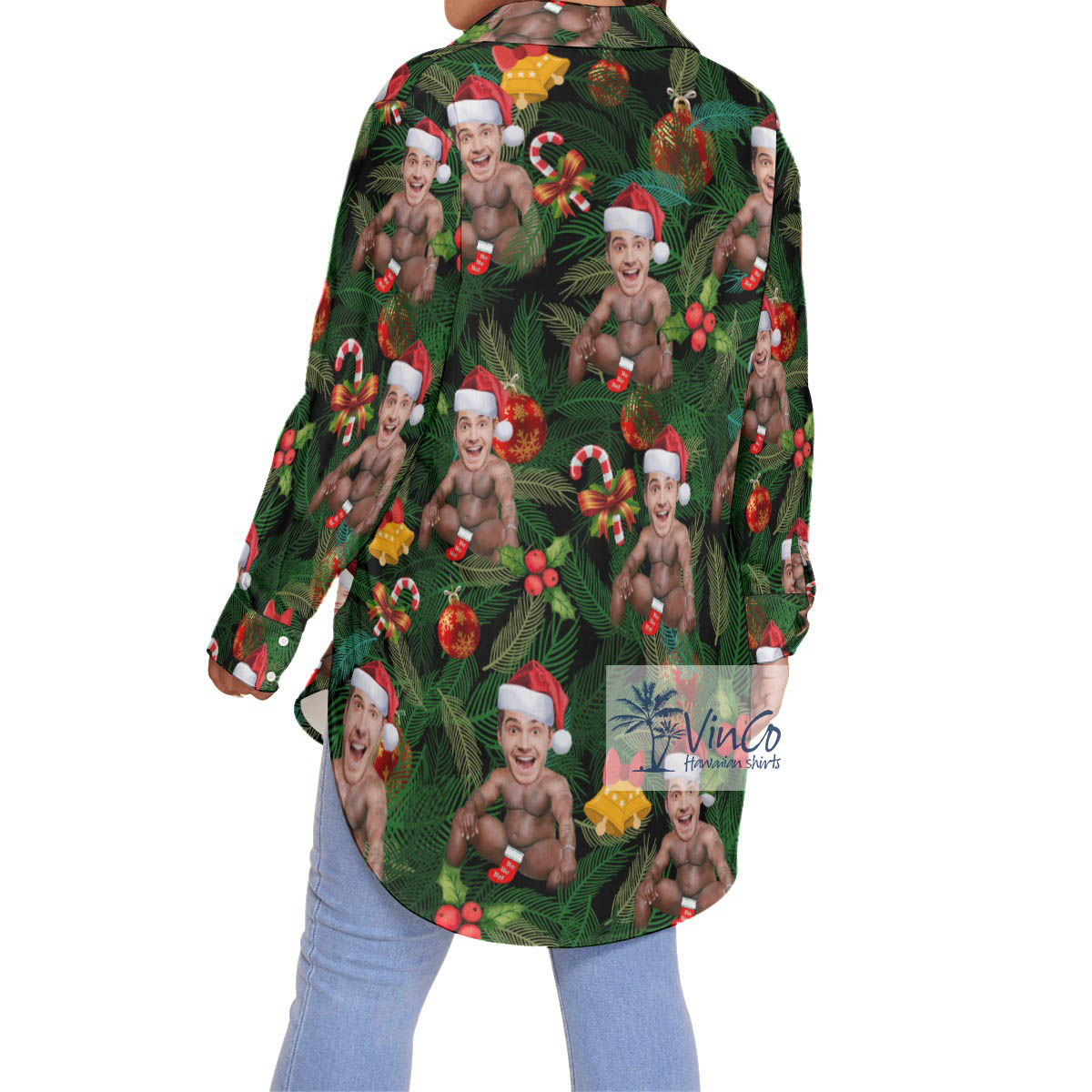 Custom Barry Wood Christmas Hawaiian Plus Size Shirt With Face