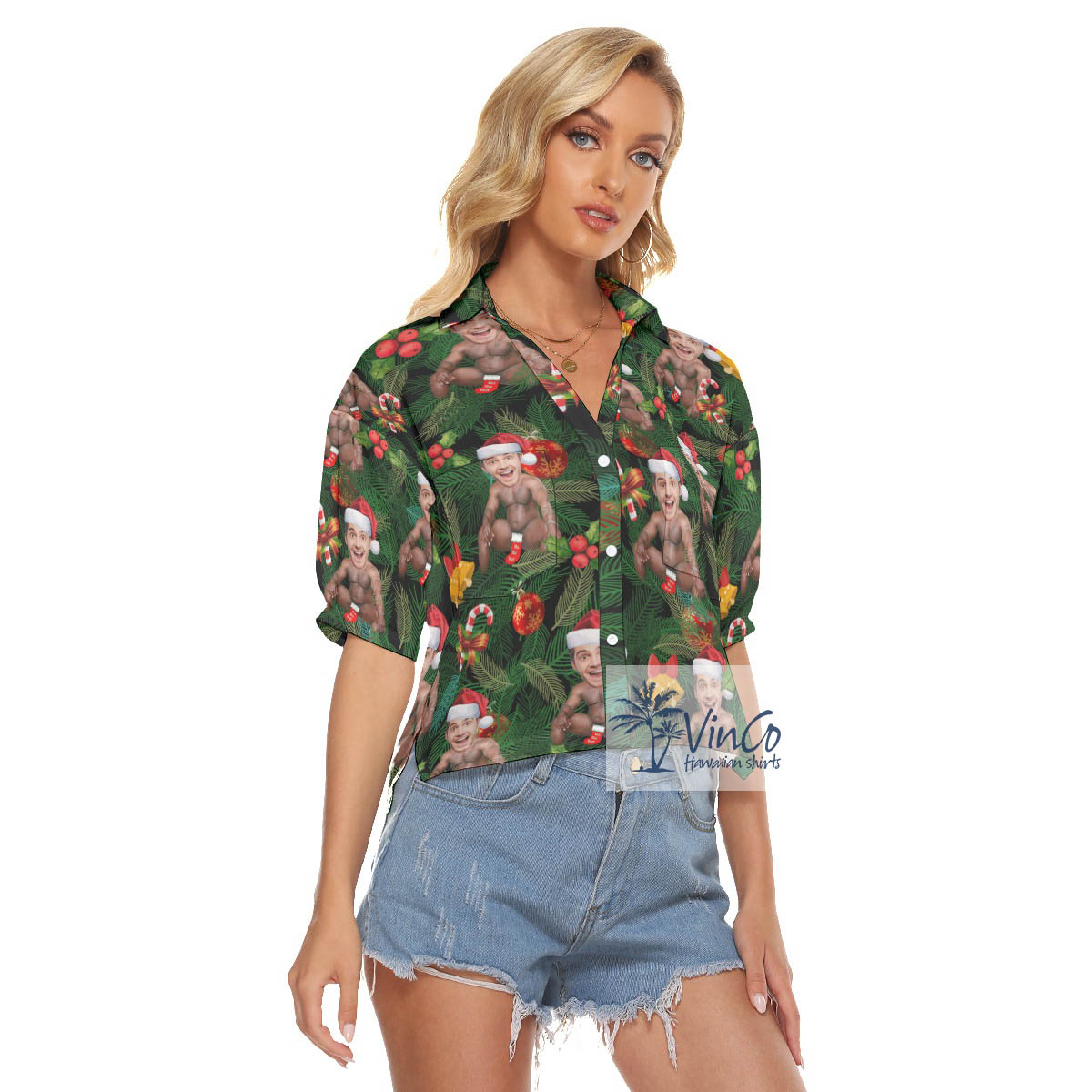 Funny Custom Face With Barry Wood Christmas Hawaiian Shirt