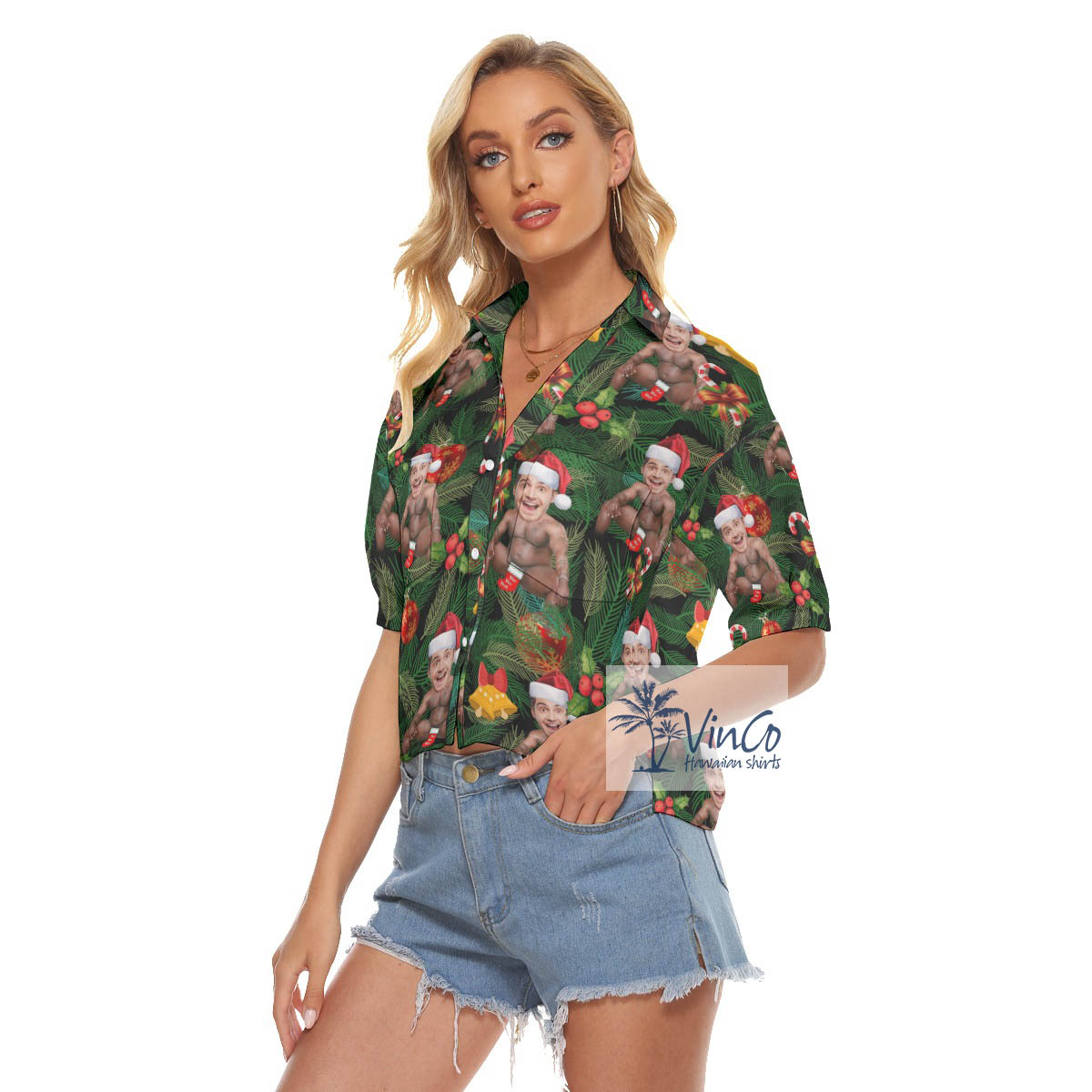 Funny Custom Face With Barry Wood Christmas Hawaiian Shirt