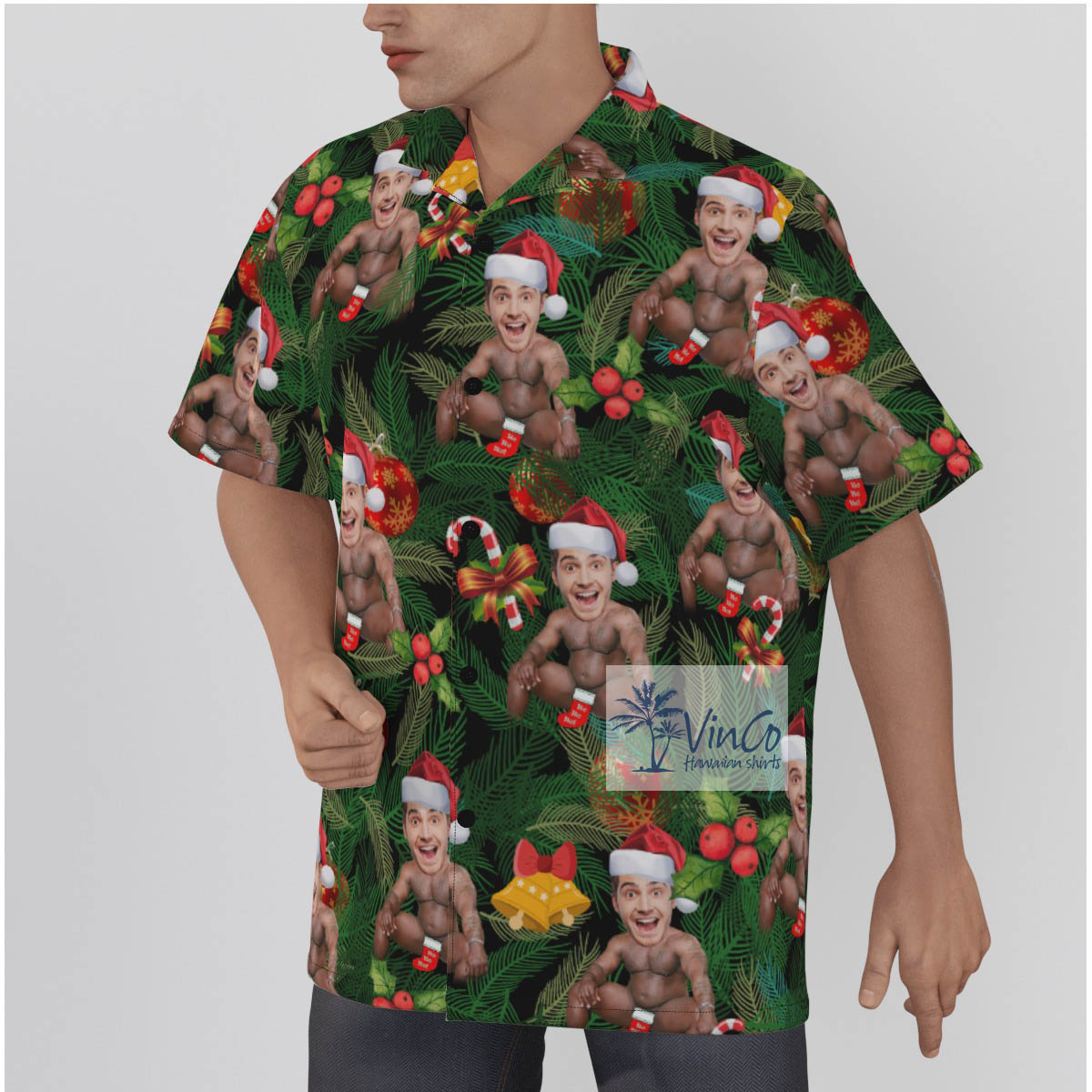 Funny Custom Face Barry Wood Christmas Hawaiian Shirt