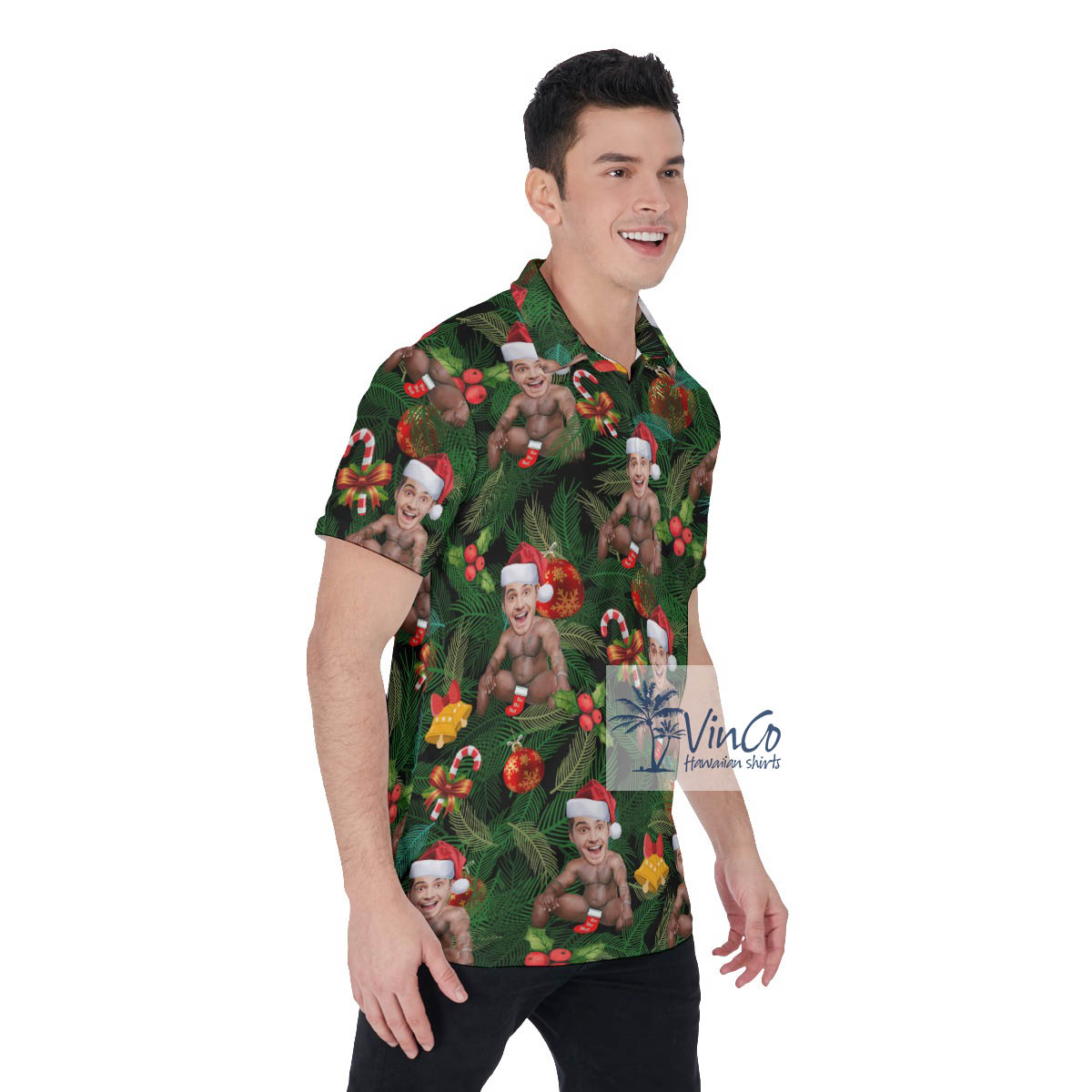 Funny Christmas Barry Wood Custom Face Hawaiian Polo Shirt