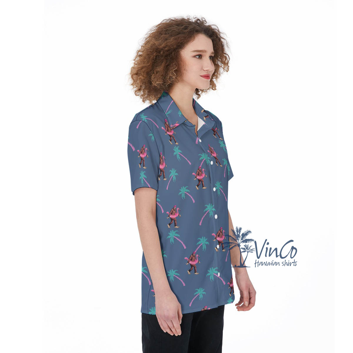 Navy Bigfoot Tropical Aloha Shirt