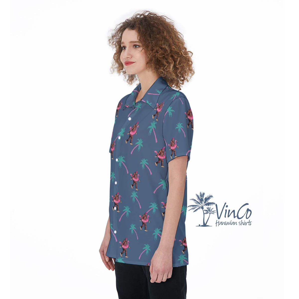 Navy Bigfoot Tropical Aloha Shirt