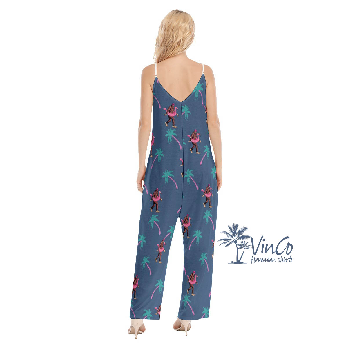 Navy Bigfoot Tropical Summer Jumpsuit For Women