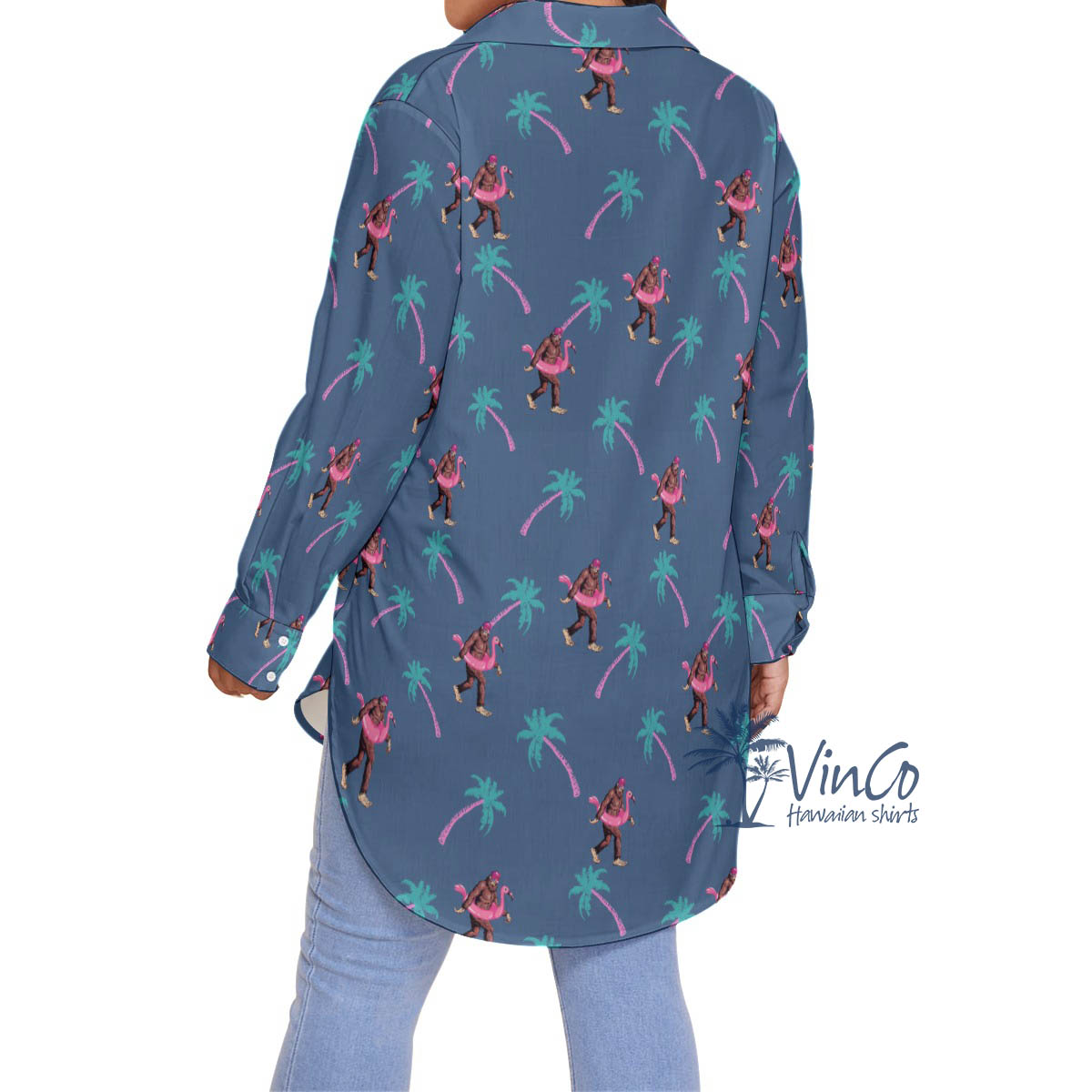 Tropical Bigfoot Oversize Aloha Shirt For Women