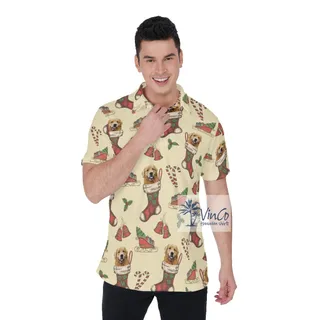 Christmas Hawaiian Golf Shirt With Custom Dog Face