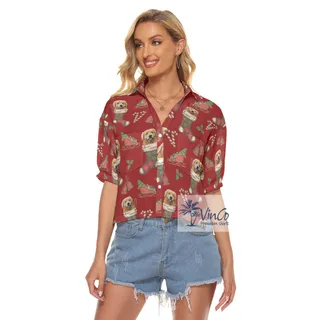 Custom Christmas Crop Top Shirt With Dog Face