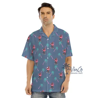 Navy Bigfoot Hawaiian Aloha Shirt For Men