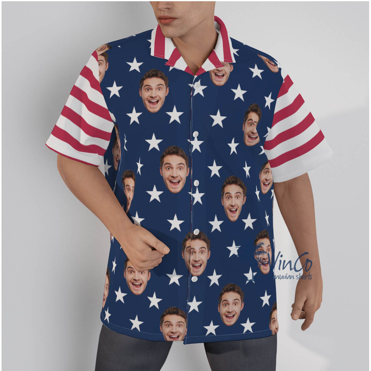 4th Of July Custom Face Men’s Aloha Hawaiian Shirts - variant image 1