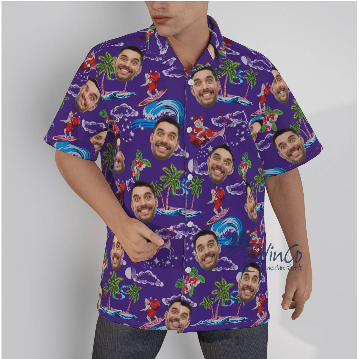 Christmas Santa Claus Custom Face Hawaiian Shirt - variant image 1
