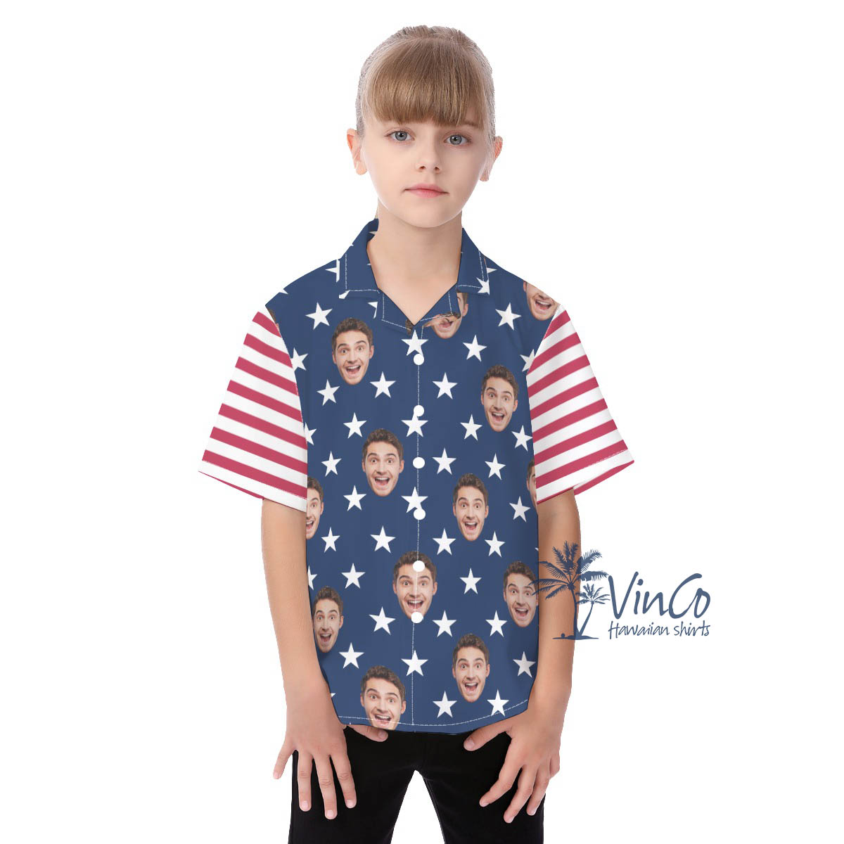 Unique Custom Faces 4th Of July Aloha Shirt For Kids - variant image 1