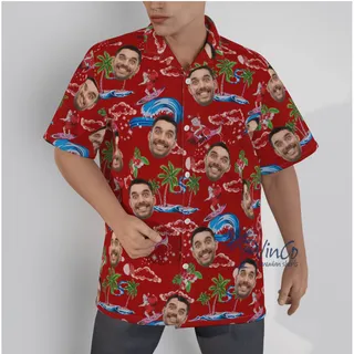 Funny Custom Face Santa Christmas Hawaiian Shirt