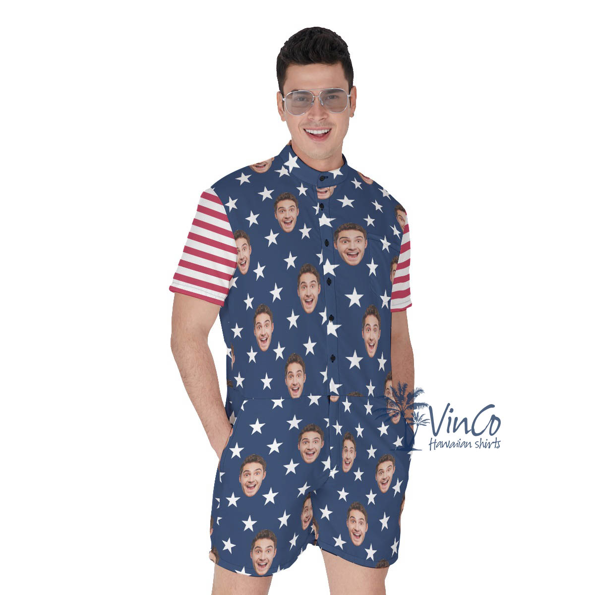 Unique Custom Face 4th Of July Romper For Men - variant image 1