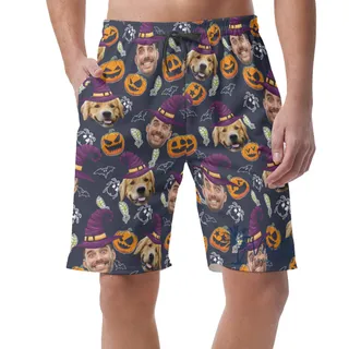Custom Face Halloween Aloha Casual Shorts For Men