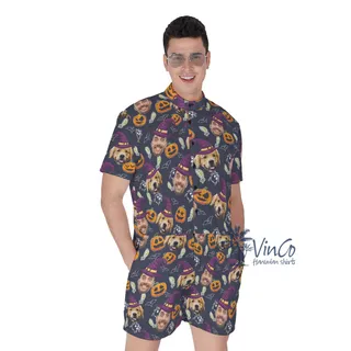 Custom Human And Dog Face Halloween Theme Romper For Men