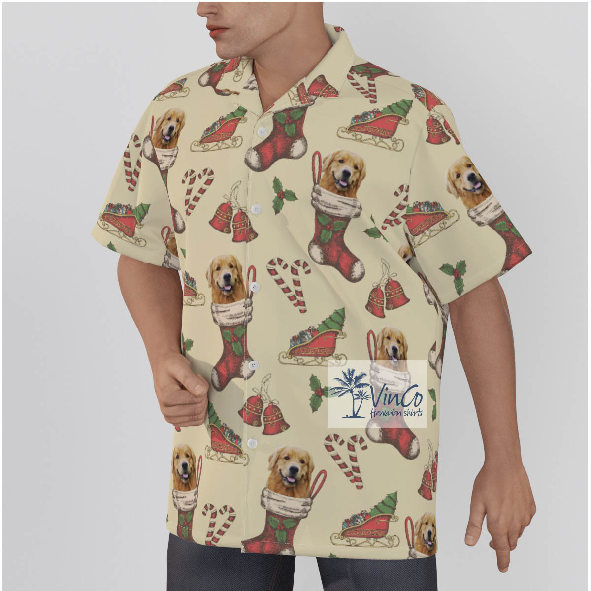 Custom Christmas Hawaiian Shirt With Dog Face