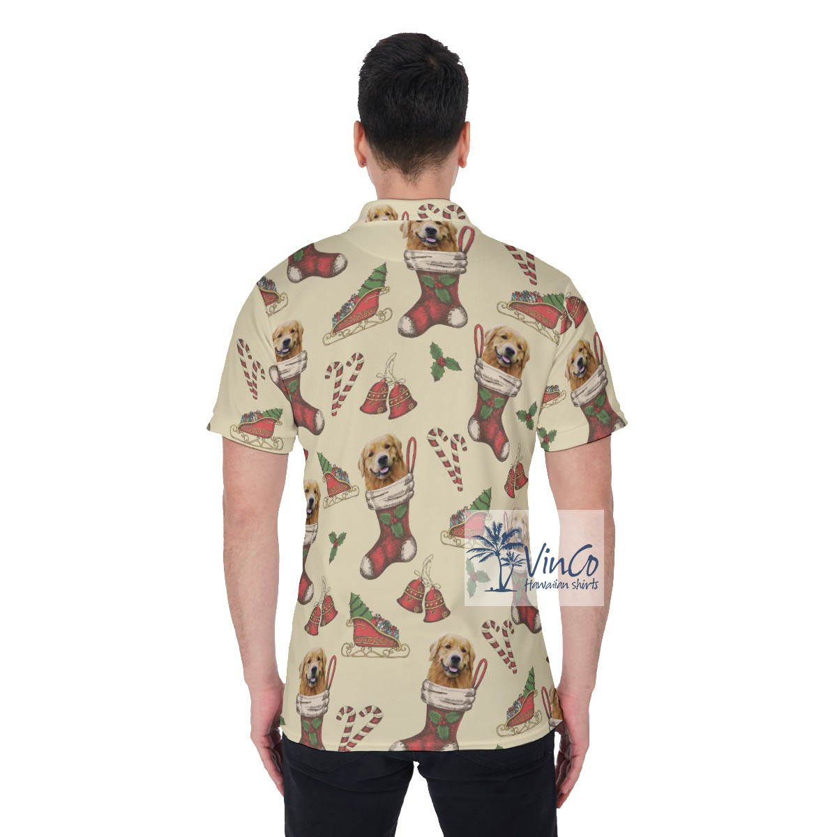 Christmas Hawaiian Golf Shirt With Custom Dog Face