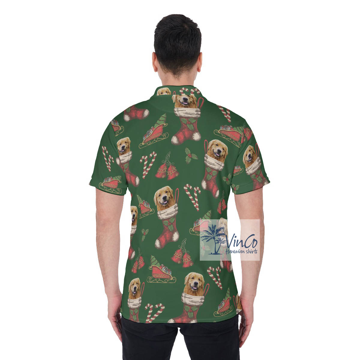 Christmas Hawaiian Polo Shirt With Custom Dog Face