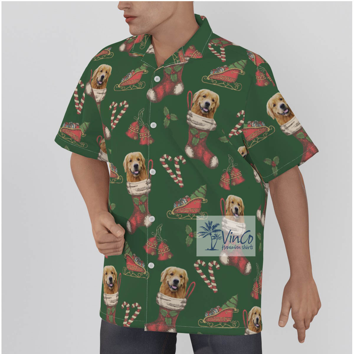 Custom Dog Face With Socks Christmas Hawaiian Shirt