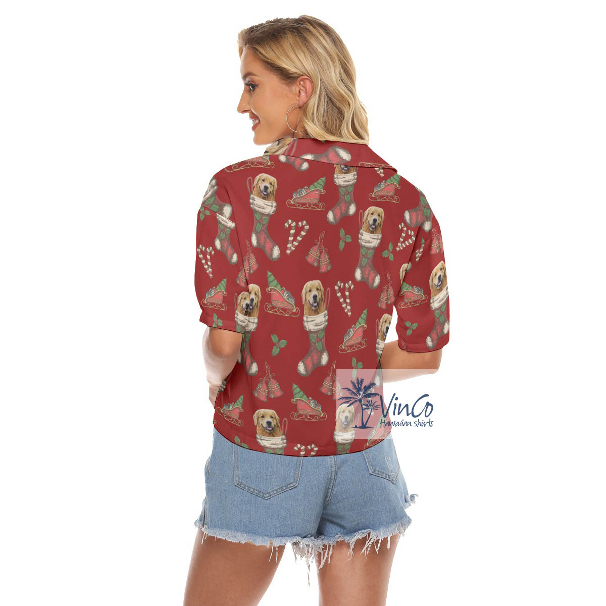 Custom Christmas Crop Top Shirt With Dog Face