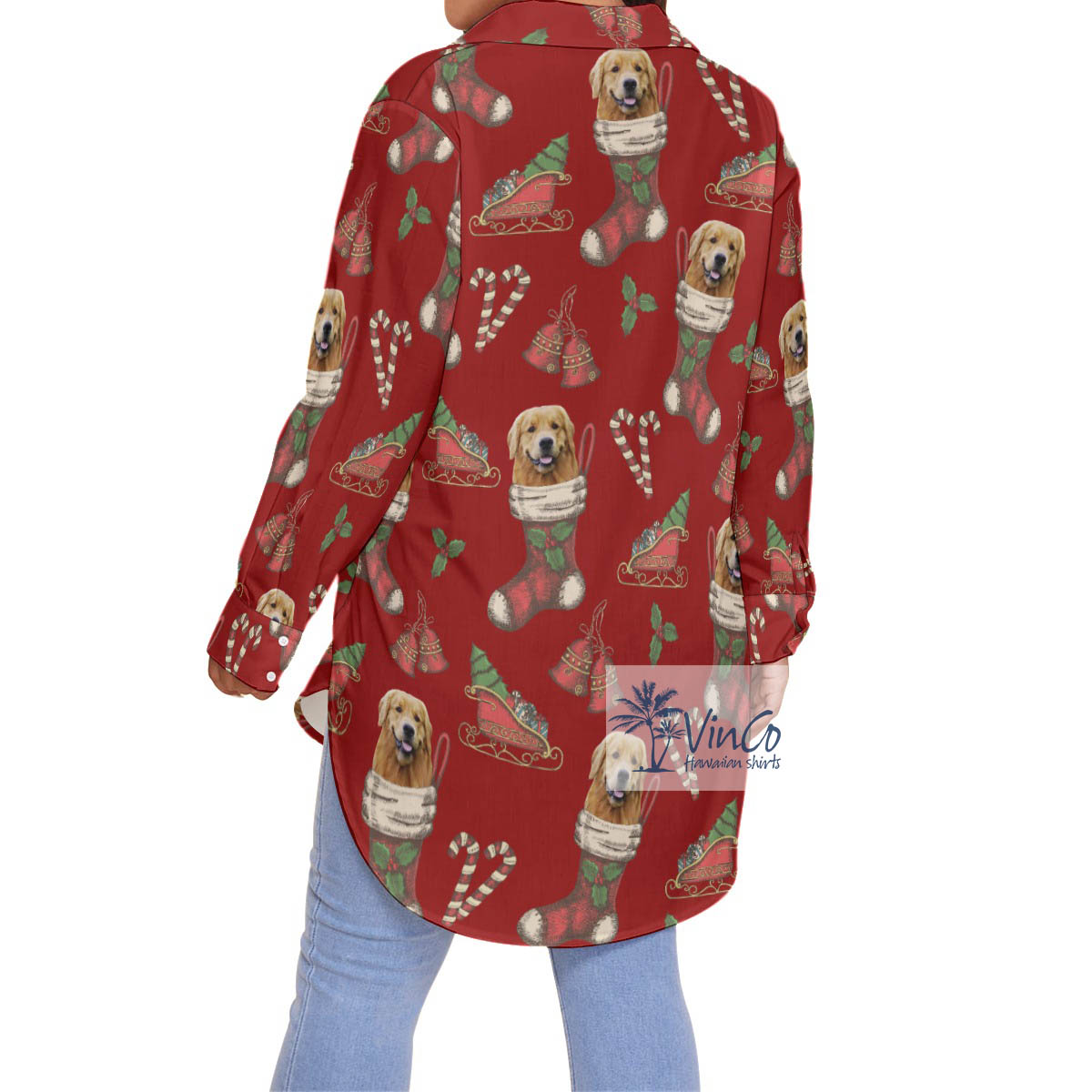 Funny Christmas Plus Size Hawaiian Shirt With Custom Dog Face