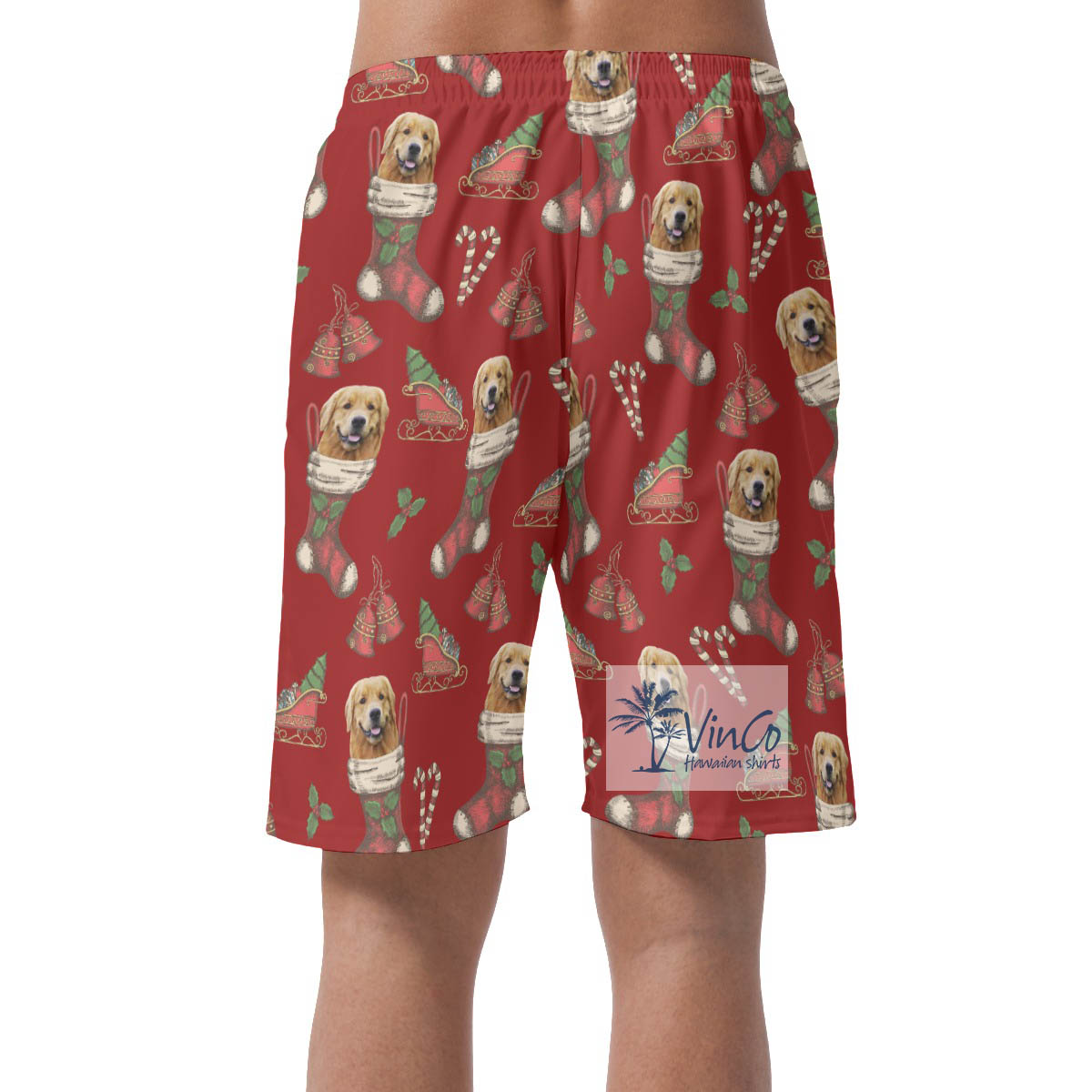 Custom Christmas Hawaiian Beach Shorts With Dog Face