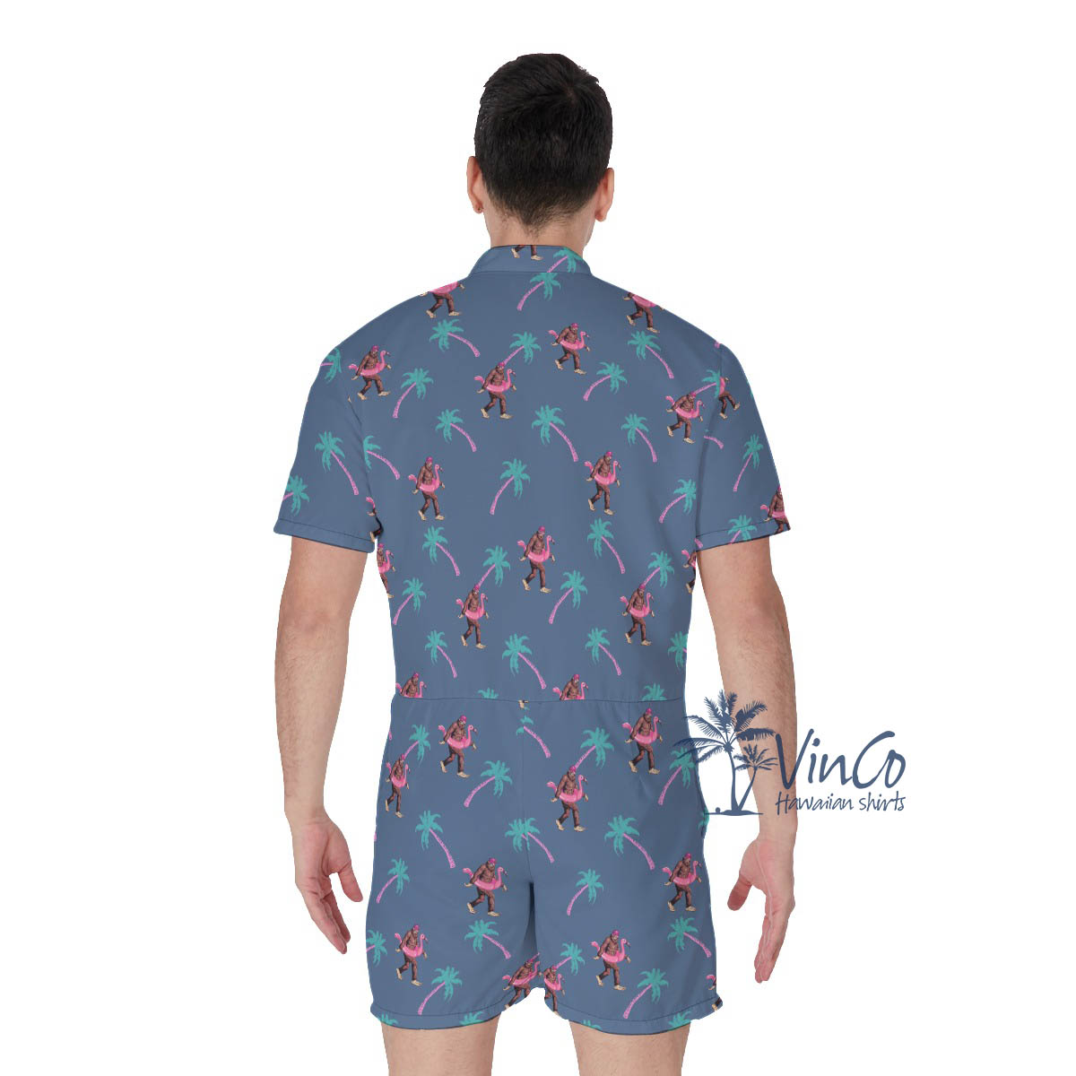 Navy Bigfoot Tropical Romper For Men
