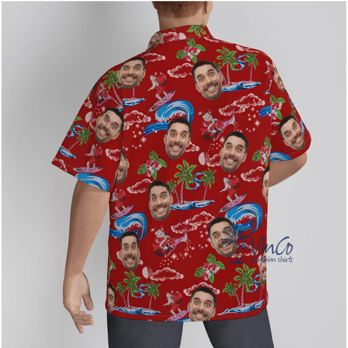 Funny Custom Face Santa Christmas Hawaiian Shirt