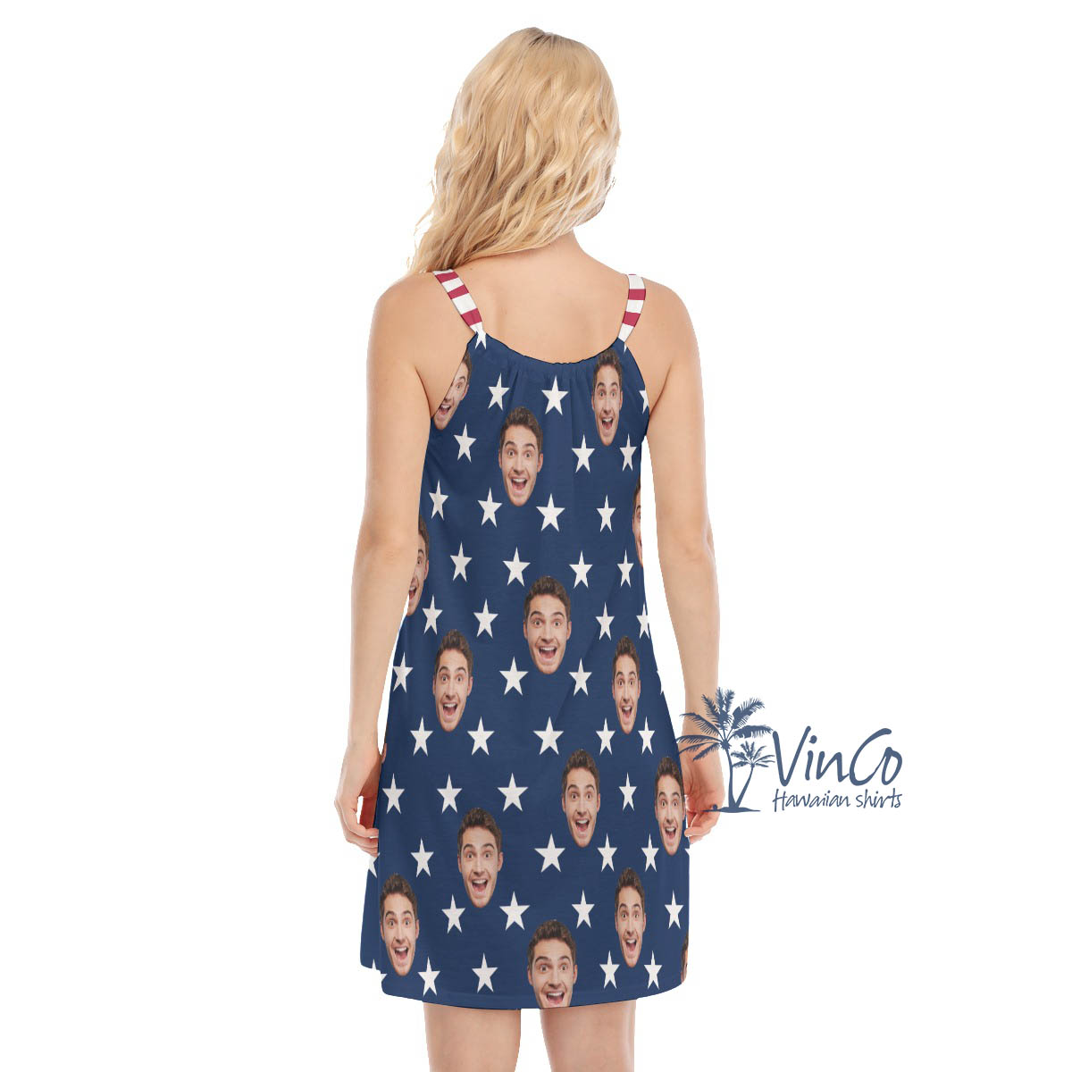 Custom Faces Patriotic Hawaiian Cami Dress For Independence Day