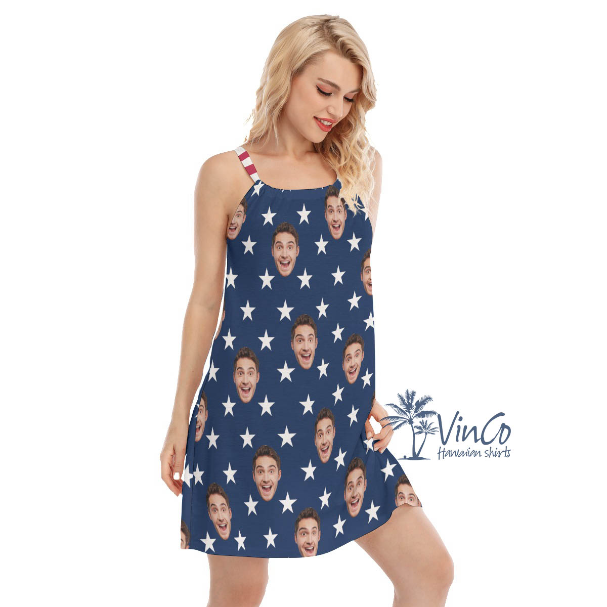 Custom Faces Patriotic Hawaiian Cami Dress For Independence Day