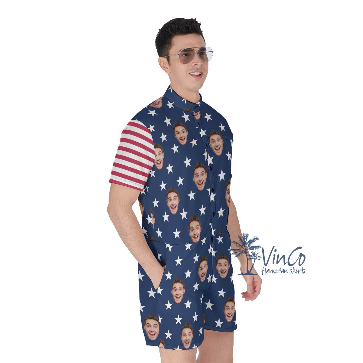 Unique Custom Face 4th Of July Romper For Men
