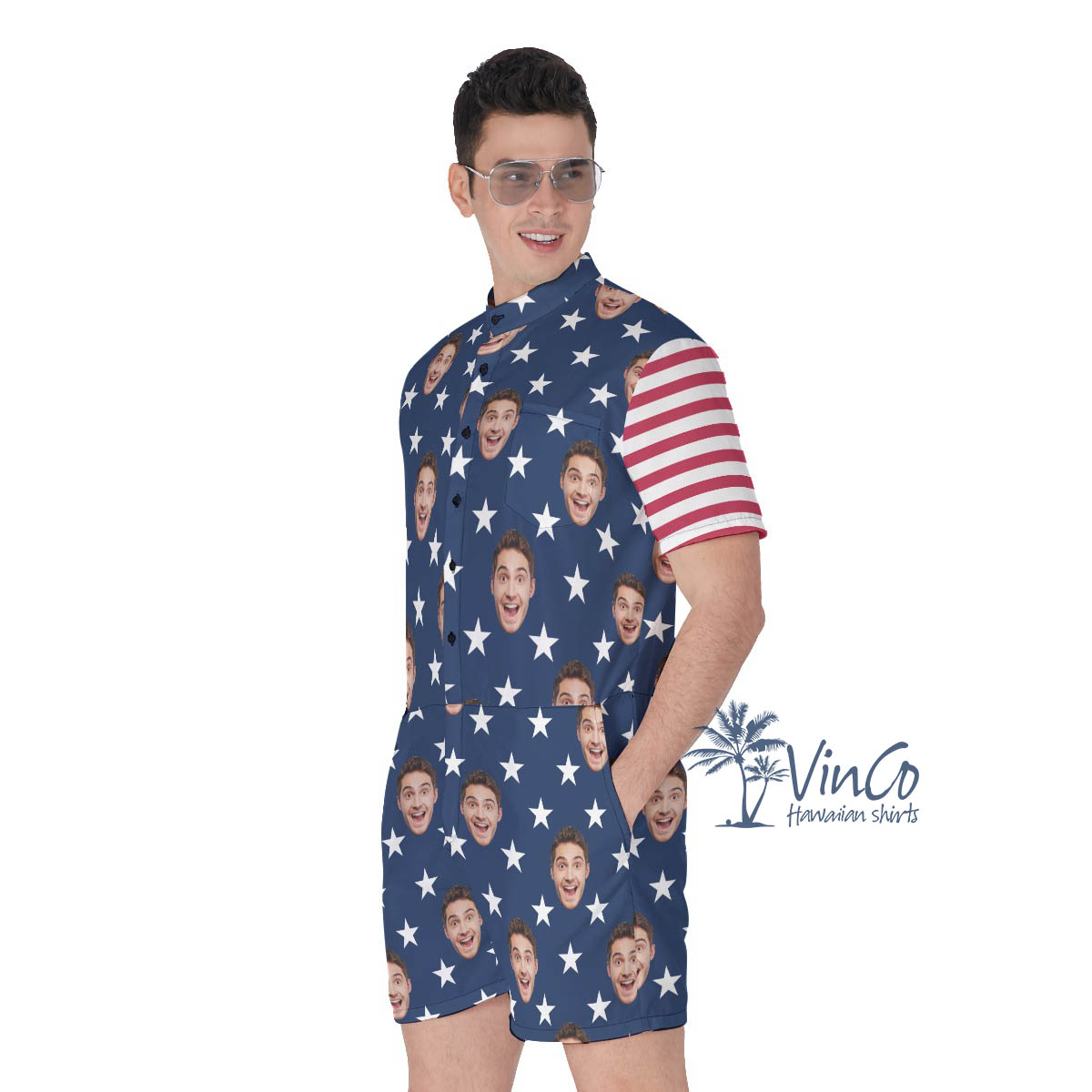 Unique Custom Face 4th Of July Romper For Men