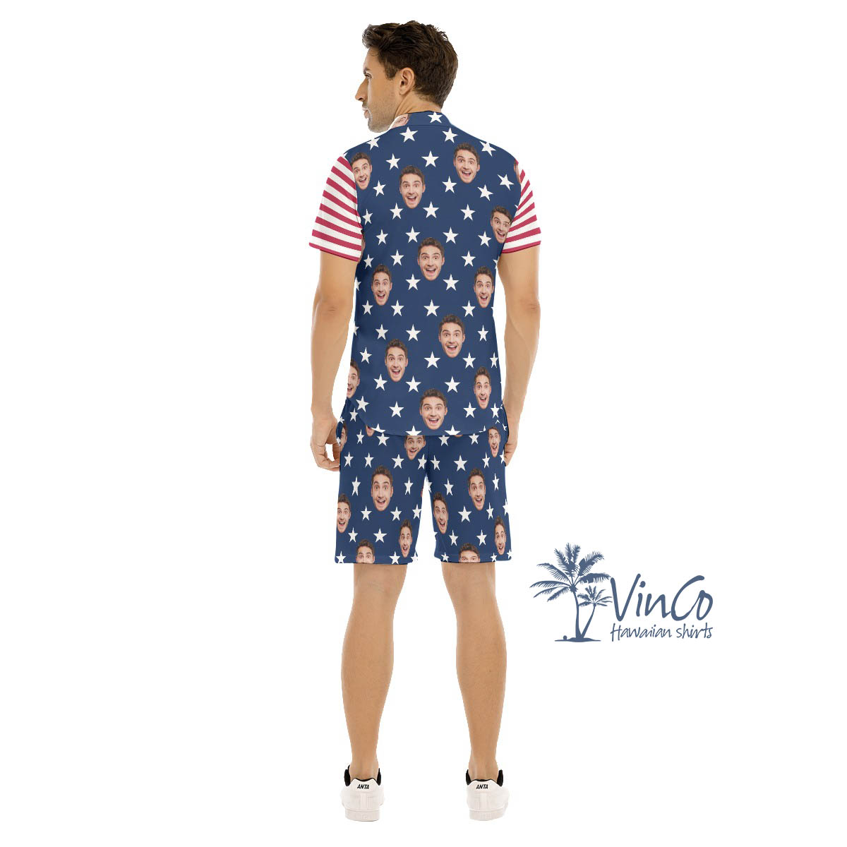 Custom Patriotic Hawaiian Button Up Shirt Set For Men