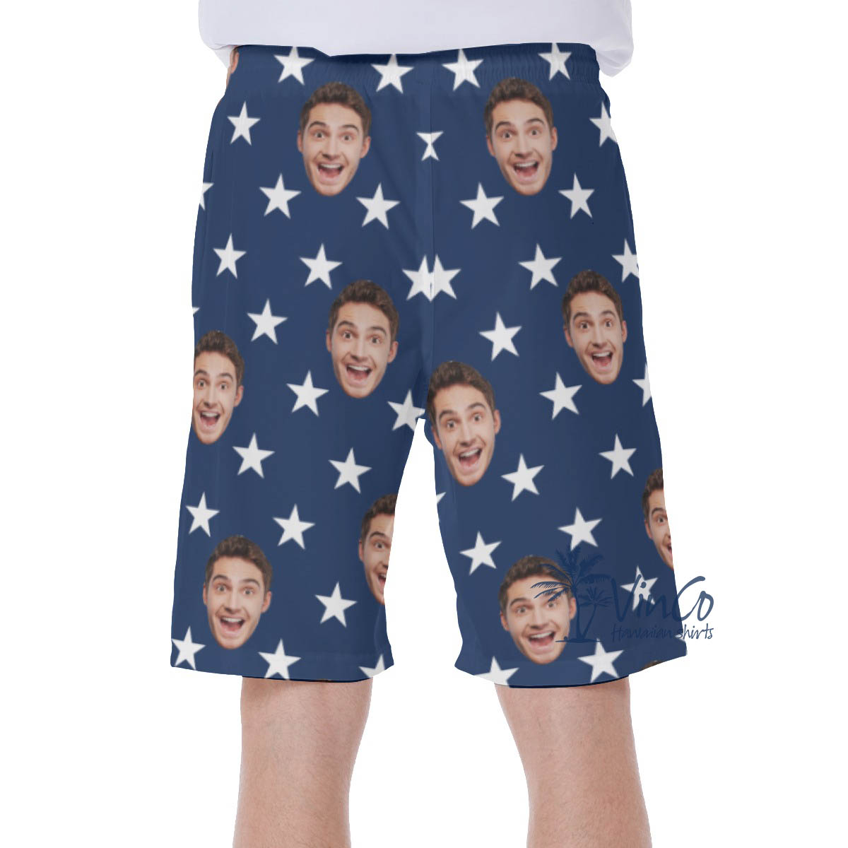 Custom Patriotic Swim Trunks With Multiple Faces For Men