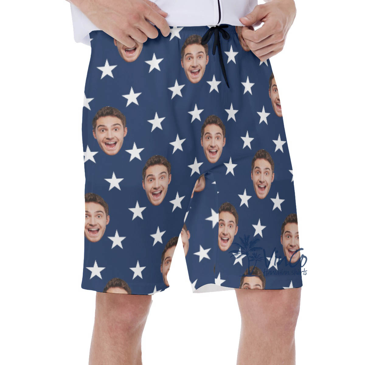 Custom Patriotic Swim Trunks With Multiple Faces For Men