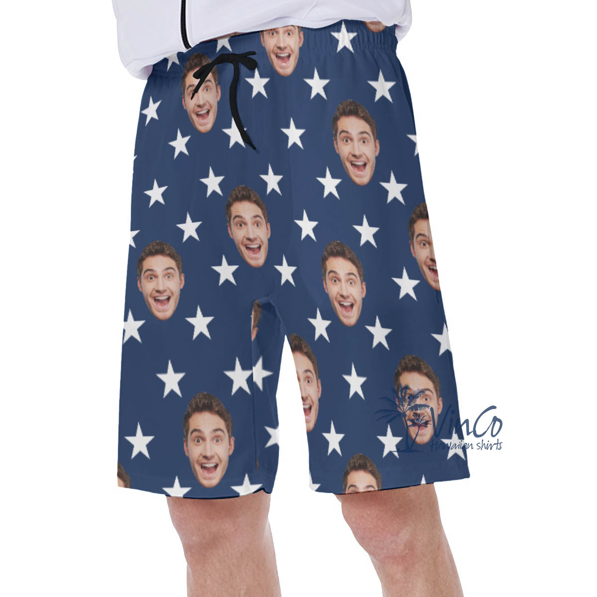 Custom Patriotic Swim Trunks With Multiple Faces For Men