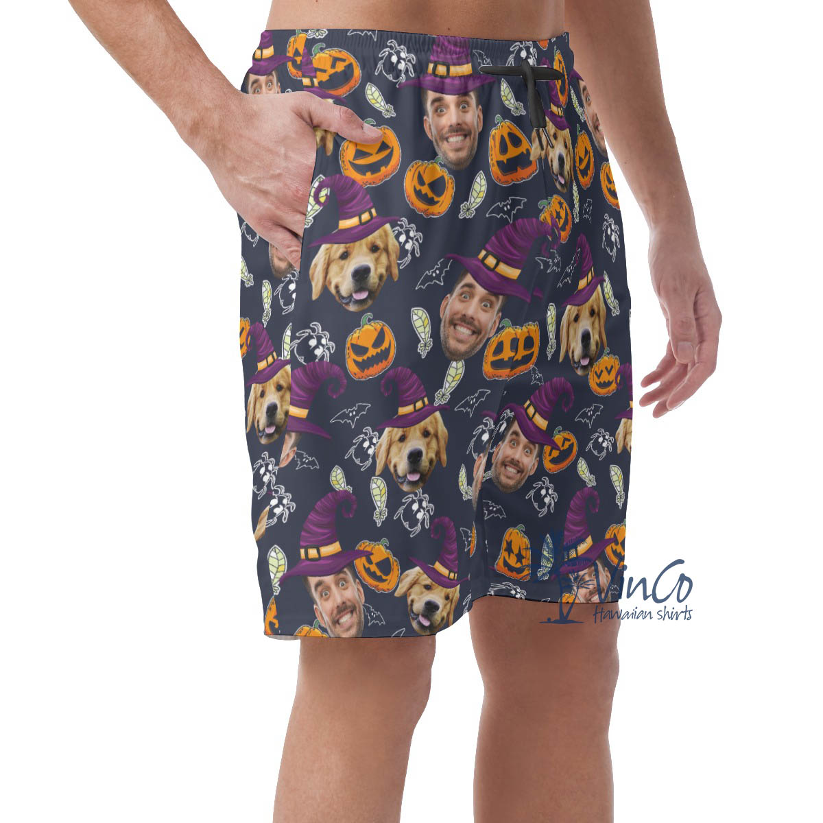 Custom Face Halloween Aloha Casual Shorts For Men