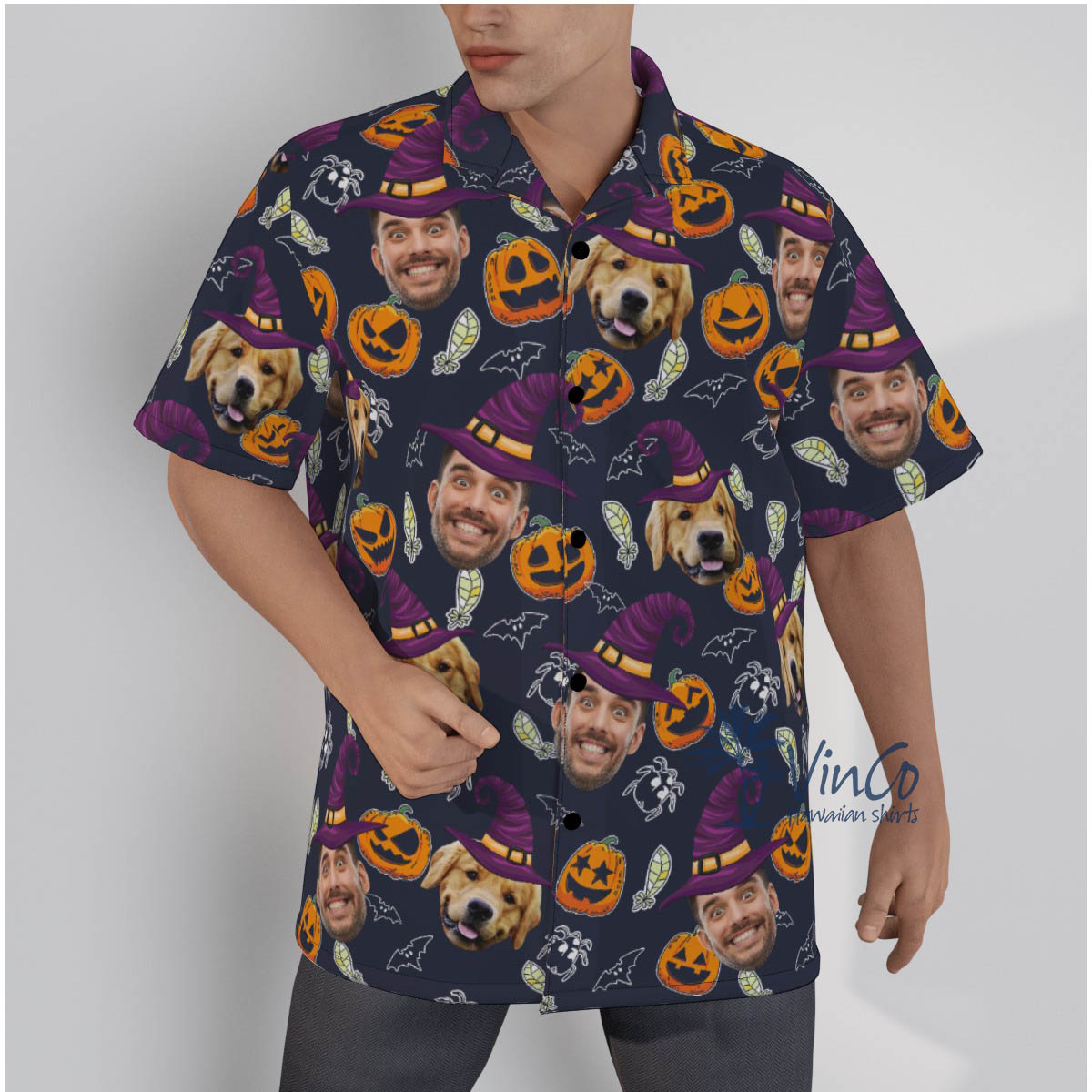 Custom Faces Witches Halloween Aloha Shirt For Men - variant image 1