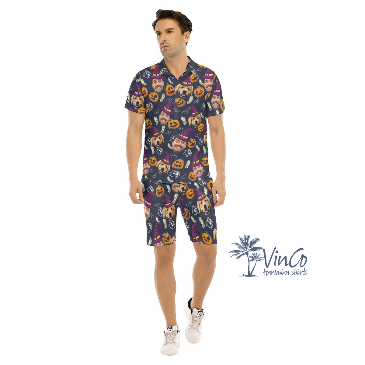 Personalize Faces Halloween Party Hawaiian Shirt Set For Men - variant image 1