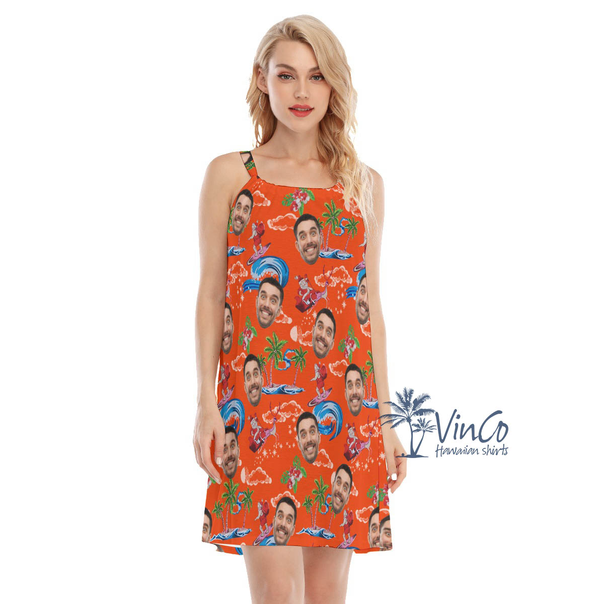 Funny Santa Claus Christmas Hawaiian Dress With Custom Face - variant image 1