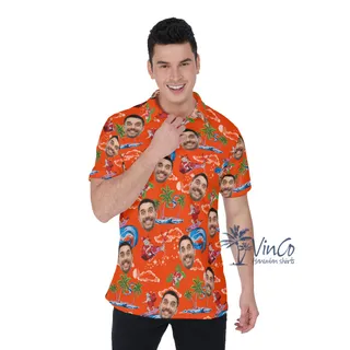 Custom Christmas Santa Hawaiian Polo Shirt With Face