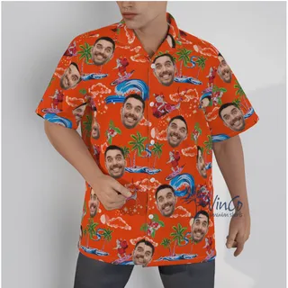 Custom Face Santa Claus Christmas Hawaiian Shirts For Men