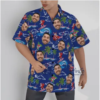 Funny Santa Claus Christmas Hawaiian Shirt With Custom Face