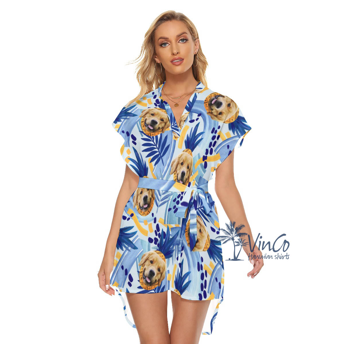 Custom Photo Face Hawaiian Dress With Pineapple For Vacation - variant image 1