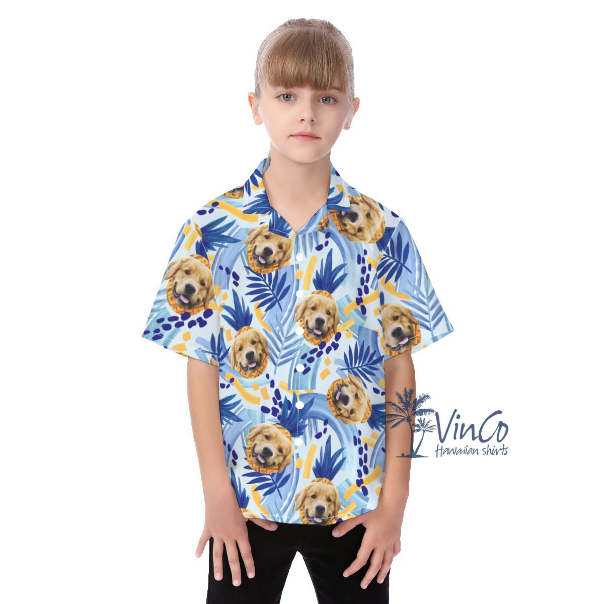Funny Custom Face With Pineapple Personalized Hawaiian Shirt For Kids - variant image 1