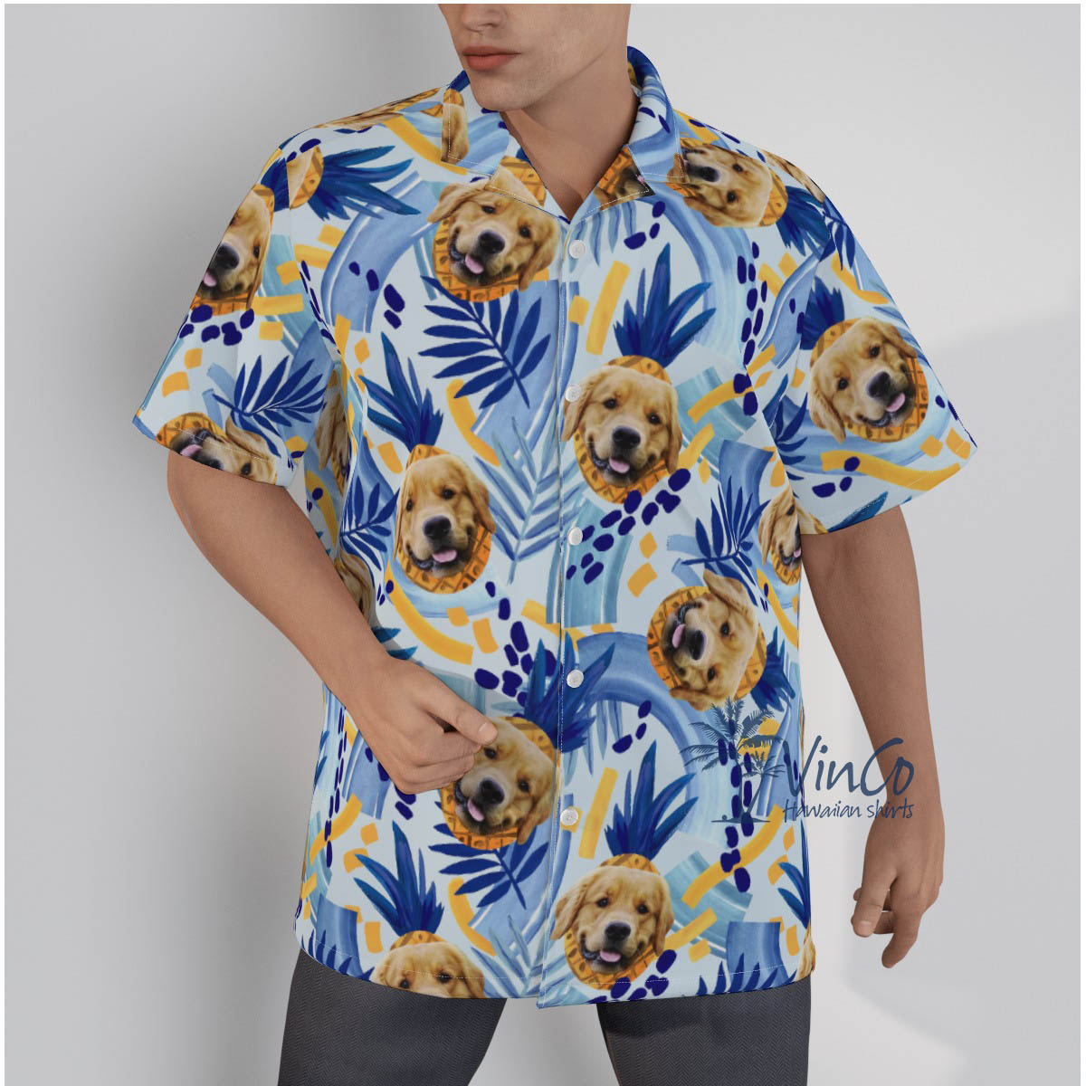 Funny Custom Face With Pineapple Personalized Hawaiian Shirt - variant image 1