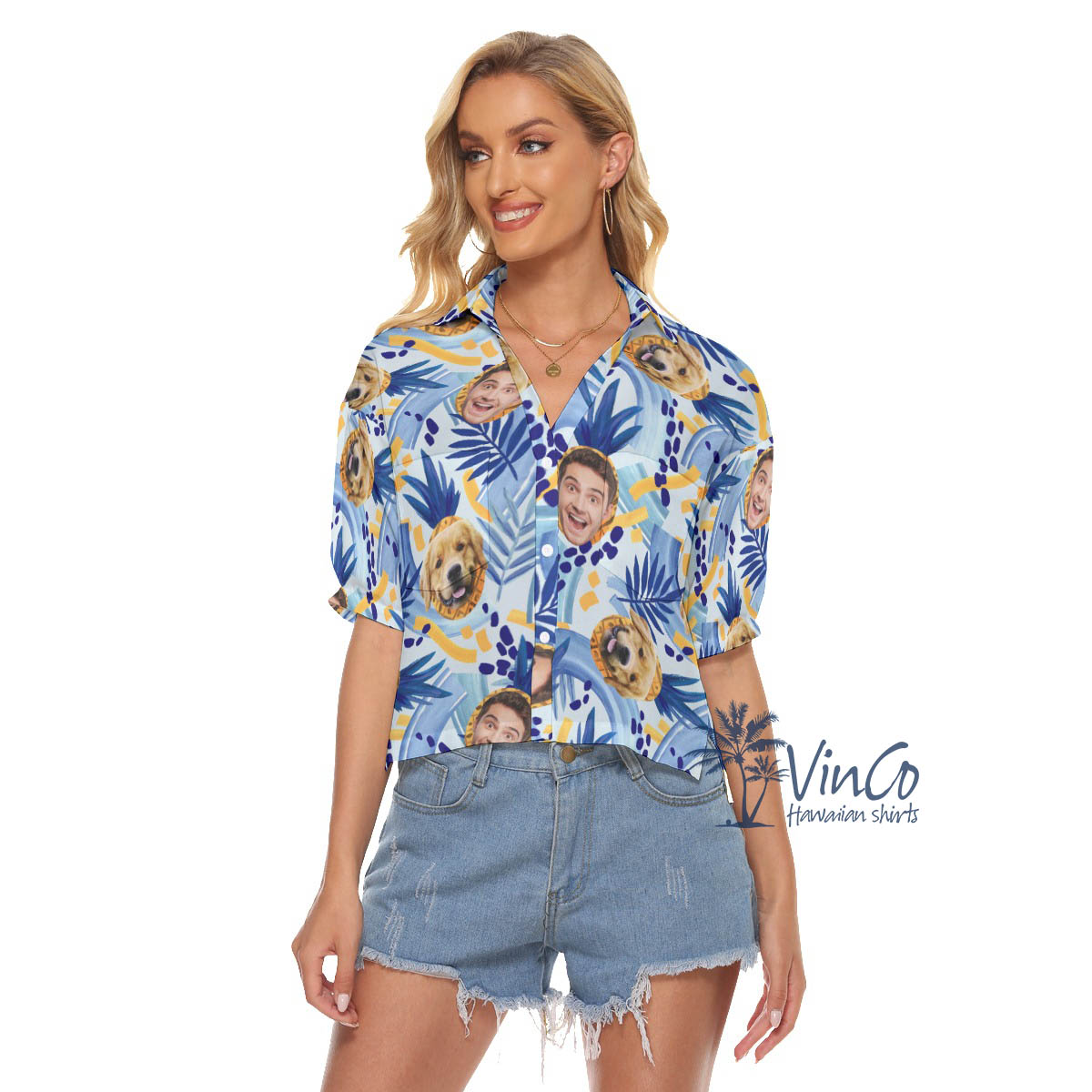Tropical Pineapple Custom Hawaiian Crop Top For Women - variant image 1