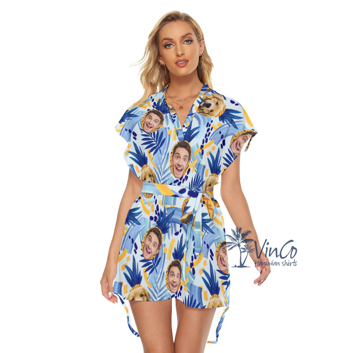 Pineapple Custom Tropical Hawaiian Dress With Multiple Faces For Women - variant image 1