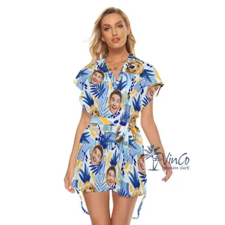 Pineapple Custom Tropical Hawaiian Dress With Multiple Faces For Women