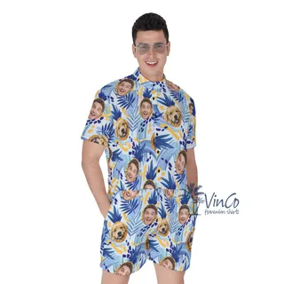 Personalized Faces Photo Summer Romper For Men